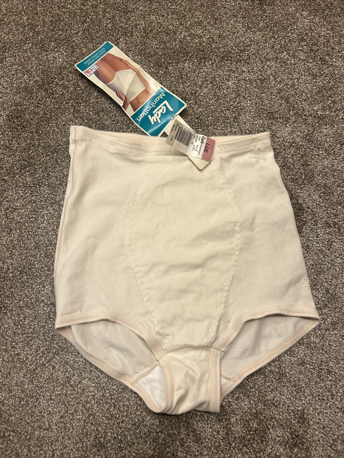 Vintage Lady Manhattan Panty Girdle Sz L Union Made Shapewear USA Nylon Spandex