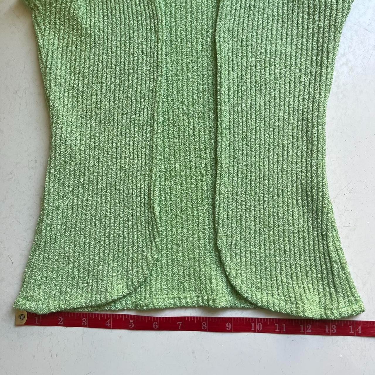 True Vintage 60s Green Ribbed Knit Cap Sleeve Hoodie Top Size XS