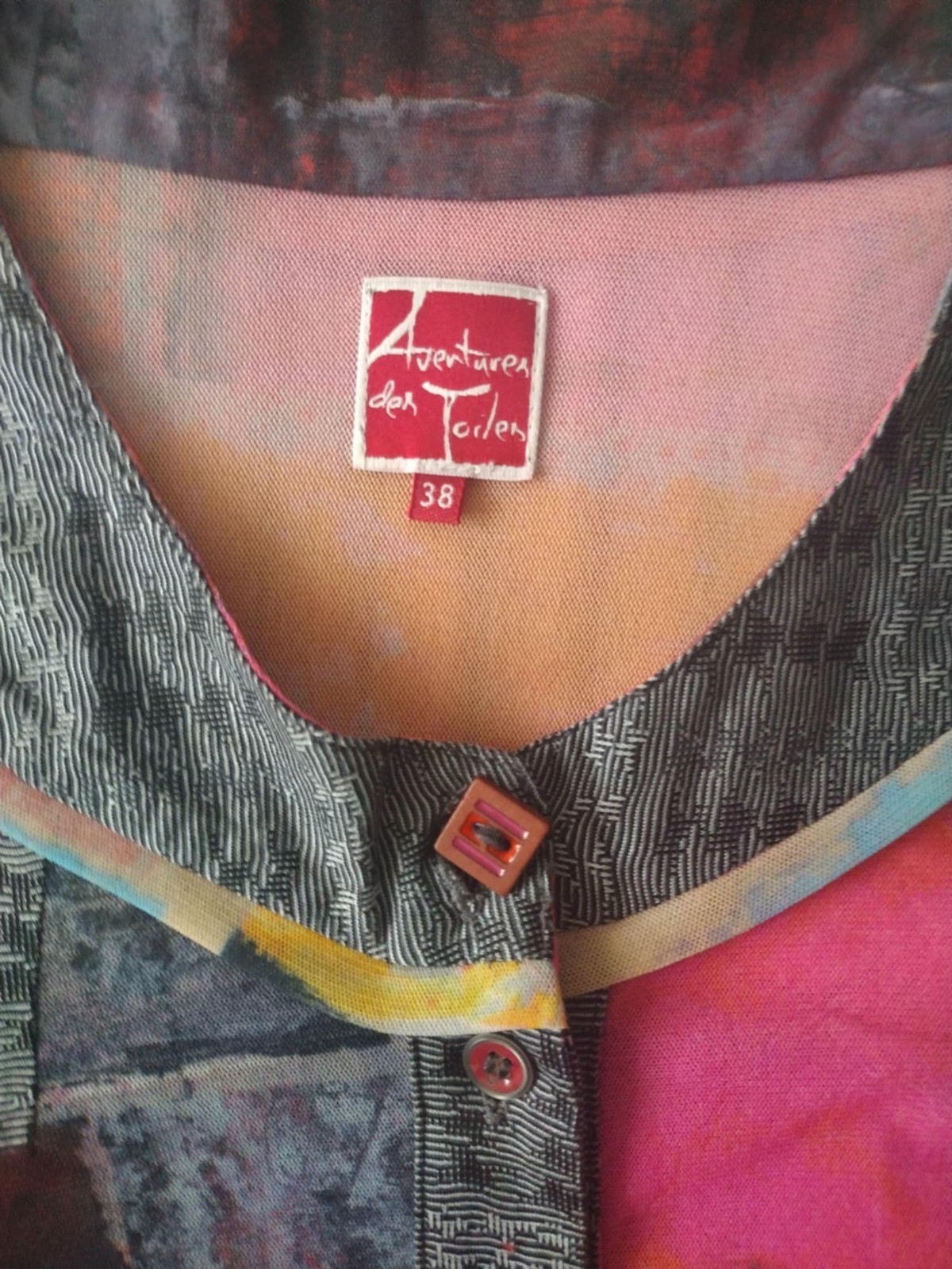 Vintage Adventures des Toiles Artwear Blouse Jacket Abstract Print Painted 38 M