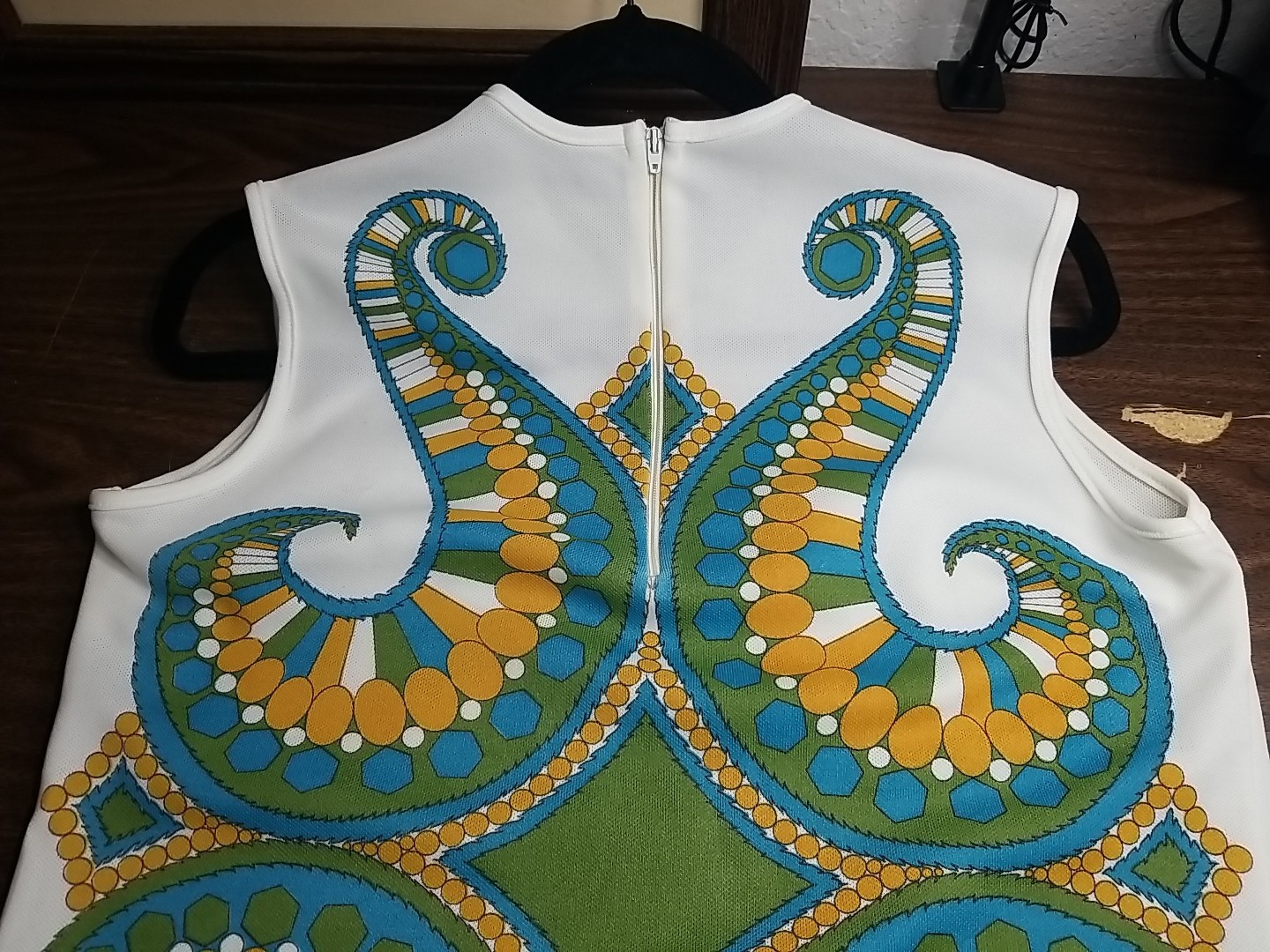 VTG 1960s 70s Mod Tunic Top Sleeveless Psychedelic Art Nouveau Paisley Print M/L