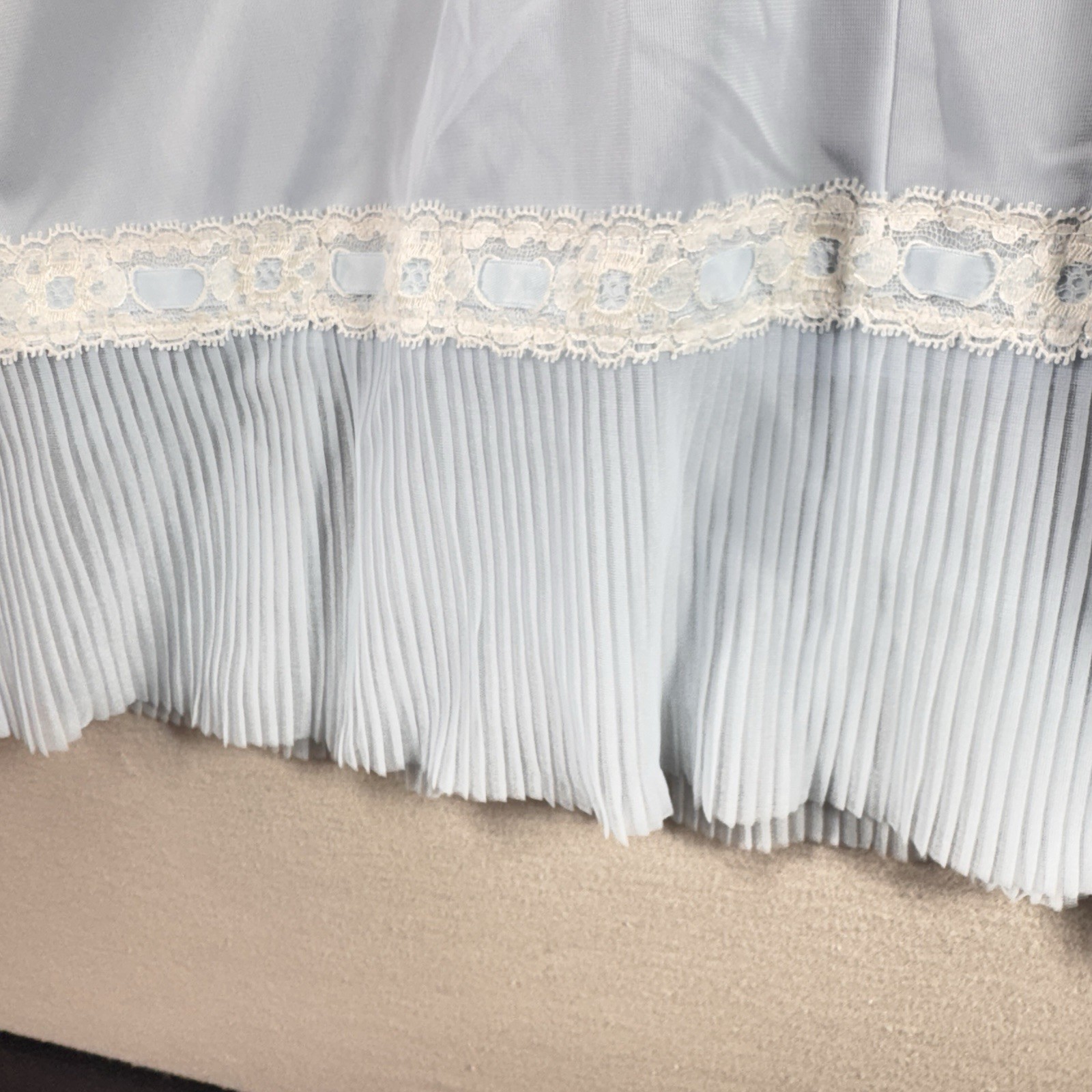 Vintage St Michael Sheer Blue White Nylon and Lace Midi Nightgown 36 Bust