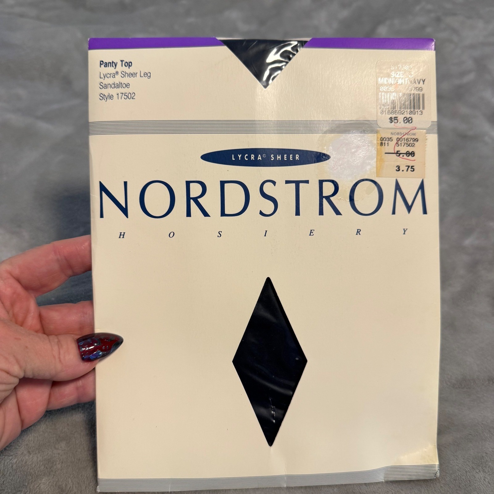 Vintage Nordstrom Lycra Sheer Pantyhose Sandaltoe CD Midnight Navy Size C