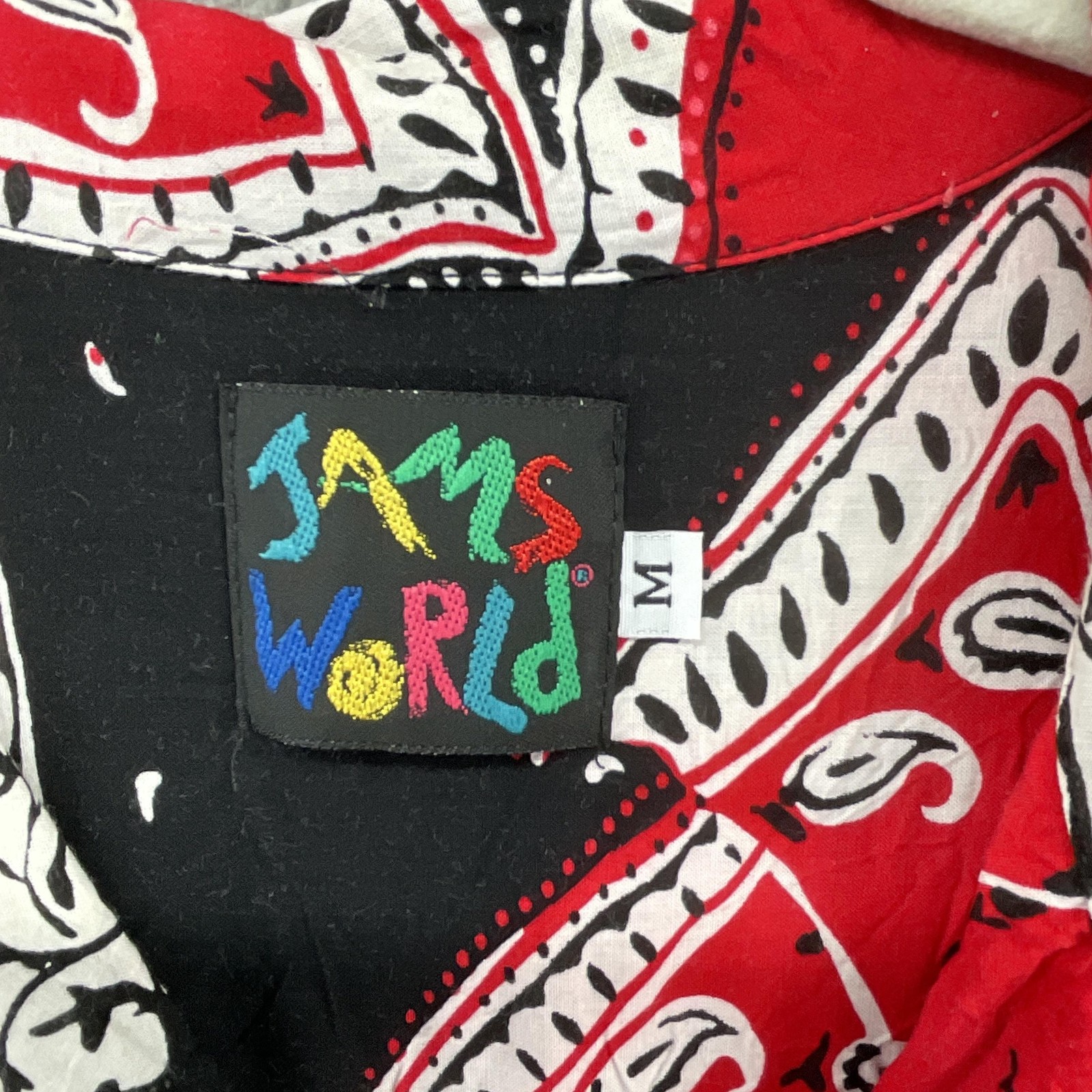 Vintage Jams World Shirt Womens M Multi Color Bandana Hawaii Aloha USA 1990s