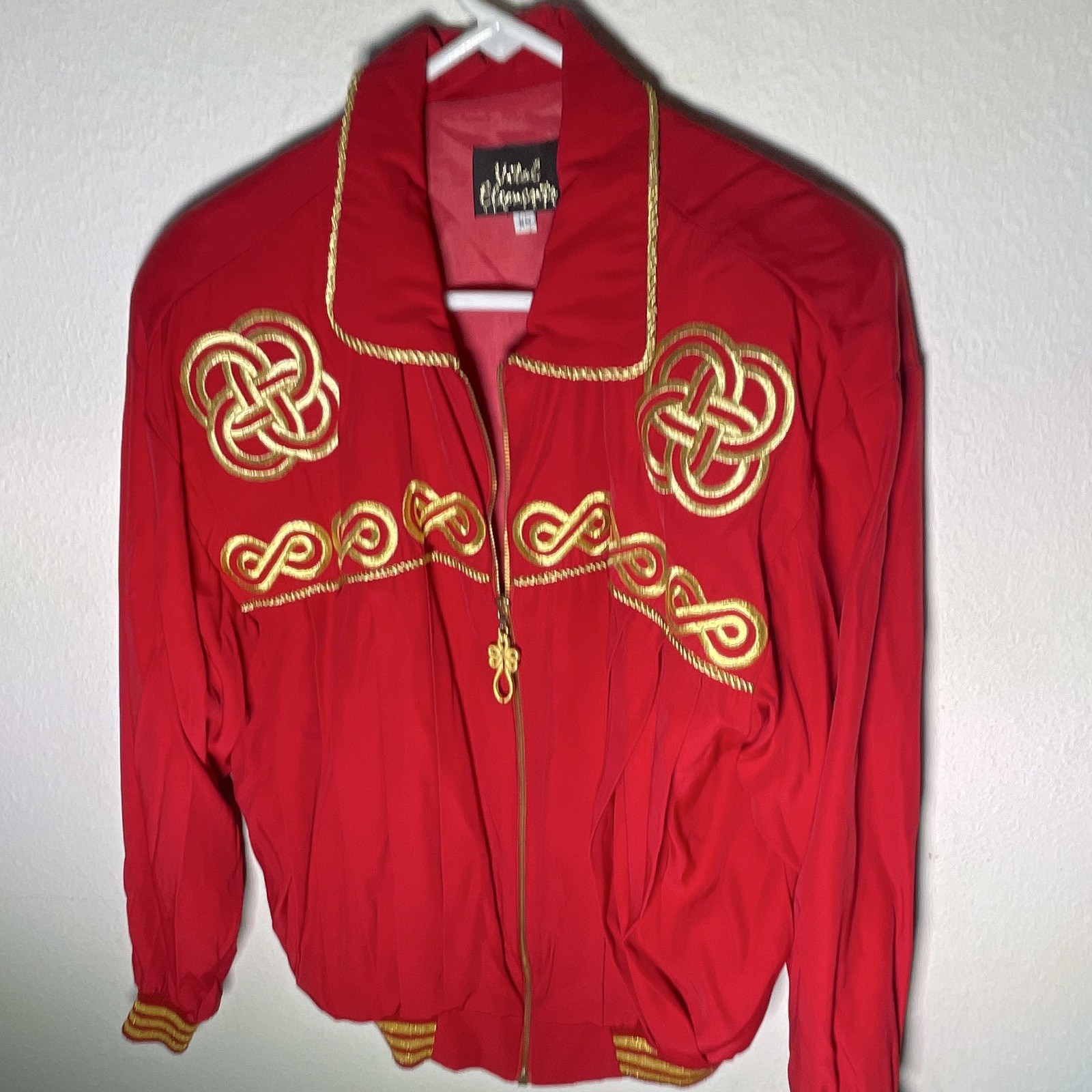 Viral Elements Red/Gold Embroidered Zip Jacket & Pants Pant Suit Set XS
