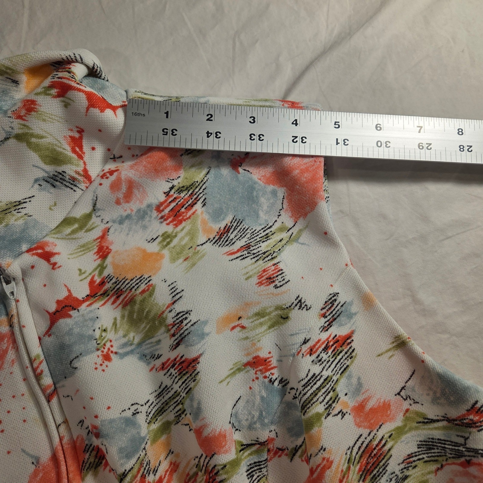 Vintage John Abbott Sleeveless Half Zip Abstract Print Dress, 42&Prime; Bust, 38&Prime; Long