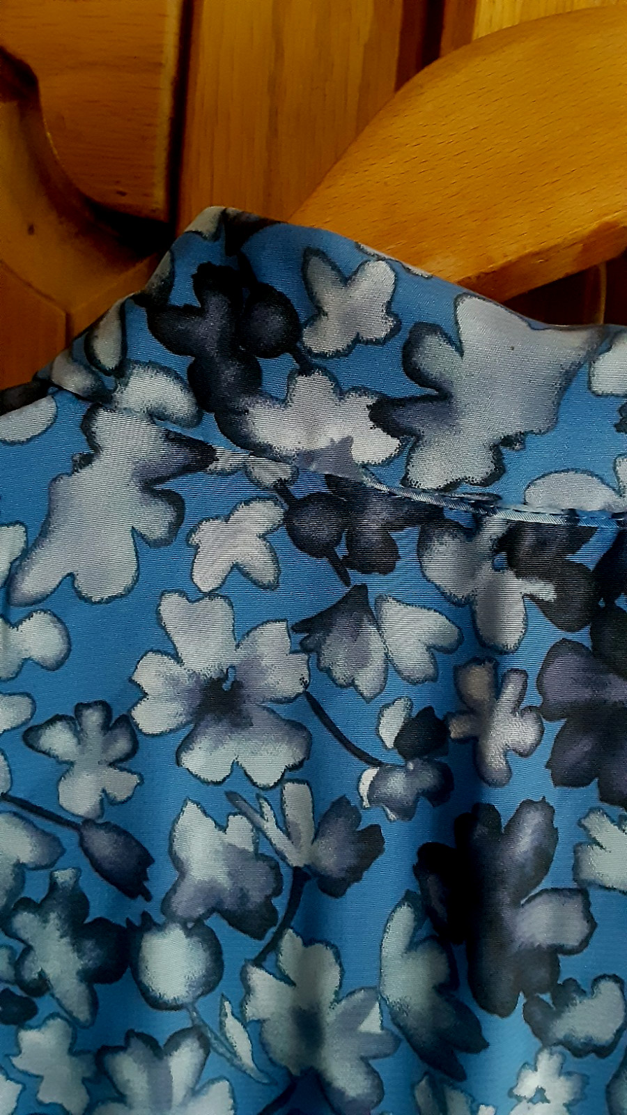 Vintage LESLIE FAY Summer Blue Shirtdress Floral Pleated NO BELT Size 14P 14