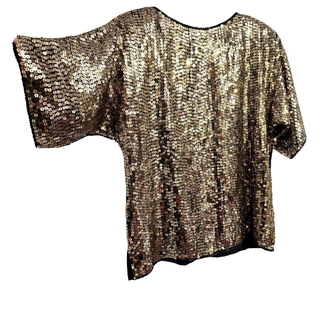 Vintage 80s Dead-stock Handmade a beaded and sequin disco top