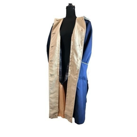 Vintage ILGWU Union Jacket Womens Blue Long Coat Removable Lining Size 12