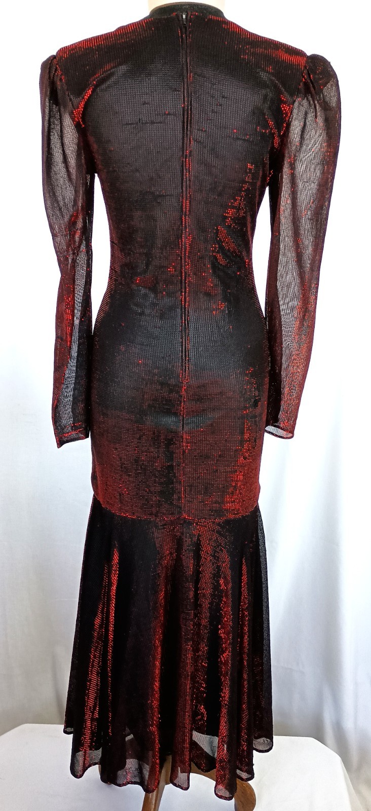 Vintage 80&rsquo;s Cher Jacque Dressy Red/Black Sexy Ruched Special Occasion Gown Med