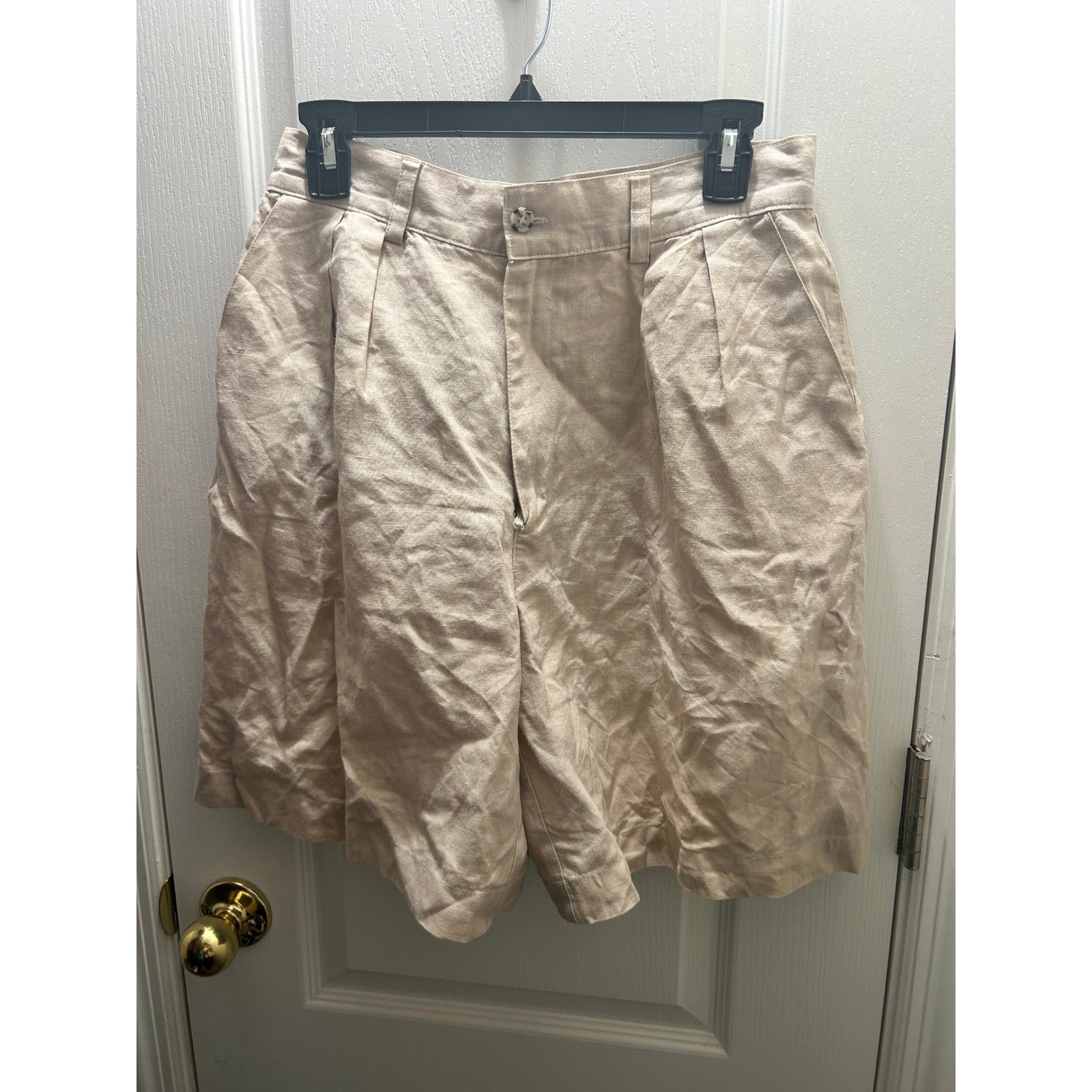 Vintage Bridgette 100% Linen Bermuda Shorts Size 12 Coastal