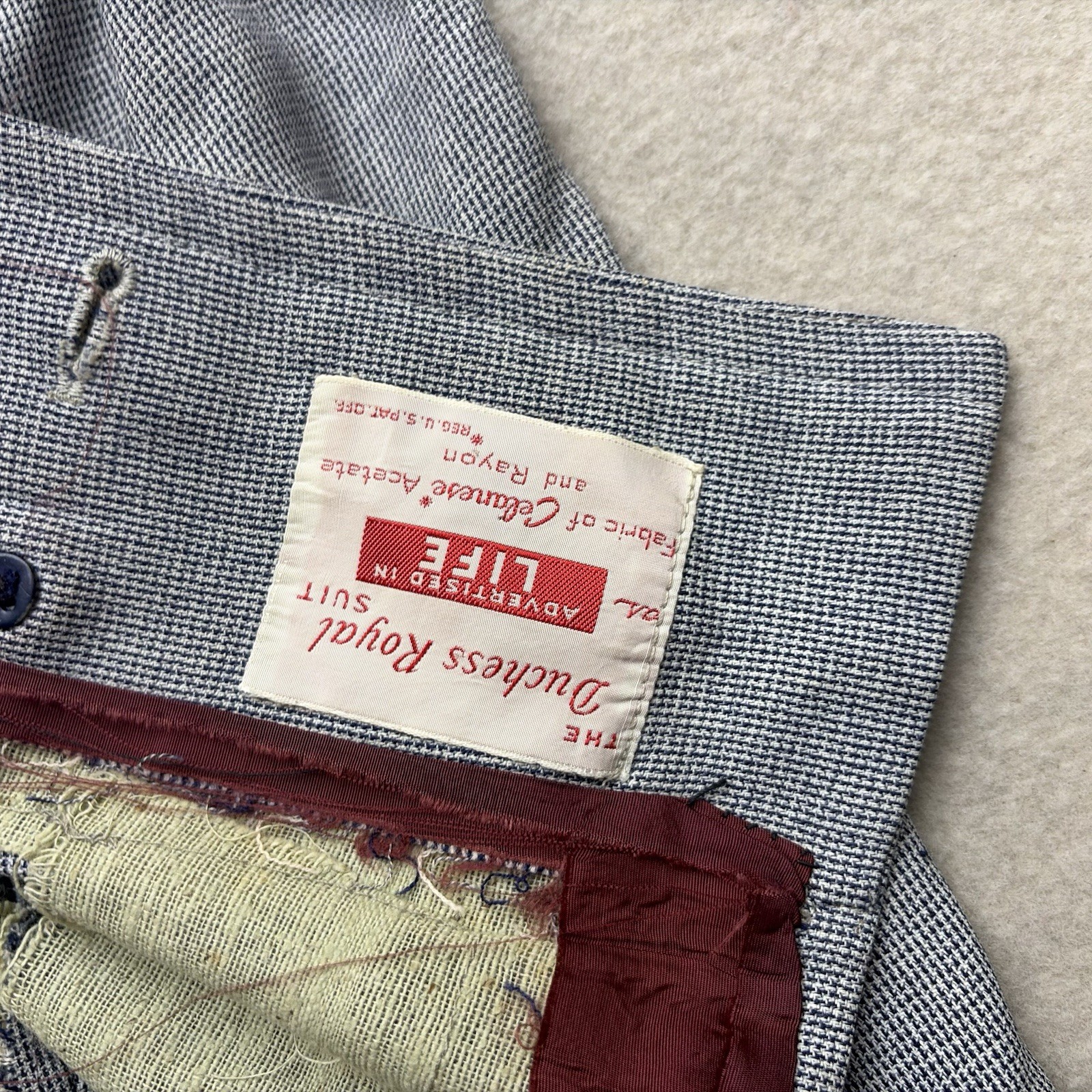 1950’s Duchess Royal Suit Jacket M Rayon Acetate Women’s Fashion Belt Back