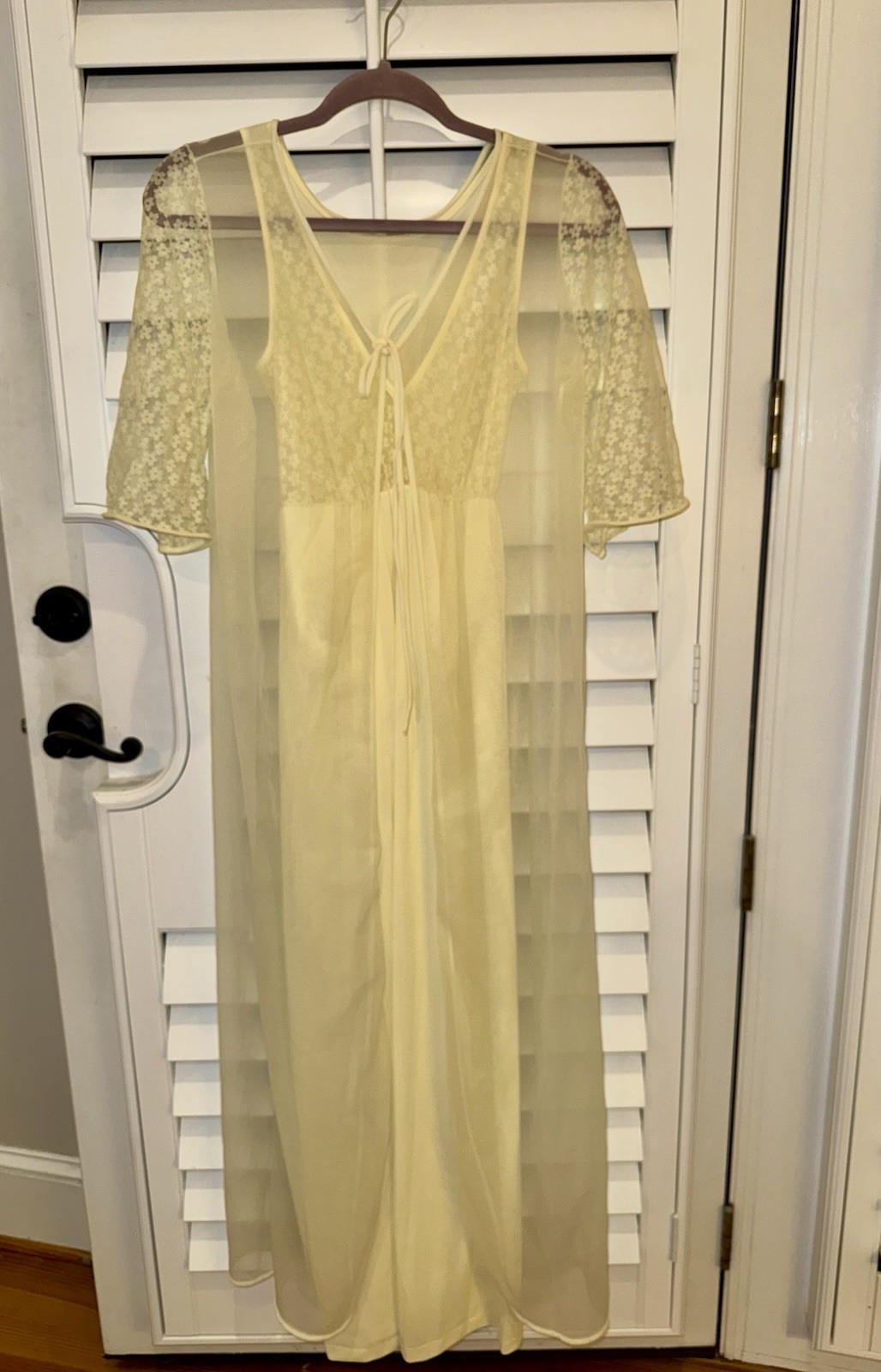 Vintage Yellow Chiffon Peignoir Nightgown Dress & Robe Lingerie Dixie Belle M