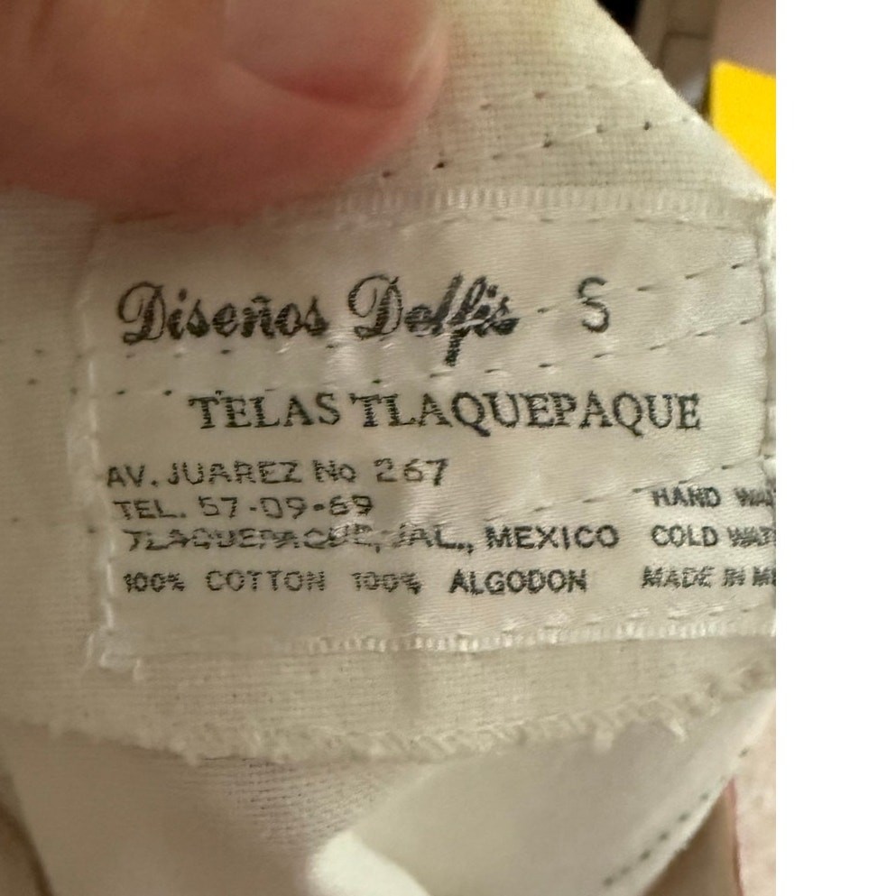 Diseños Delfis Telas Tlaquepaque Jalisco Vintage Mexico Embroidered Top Small