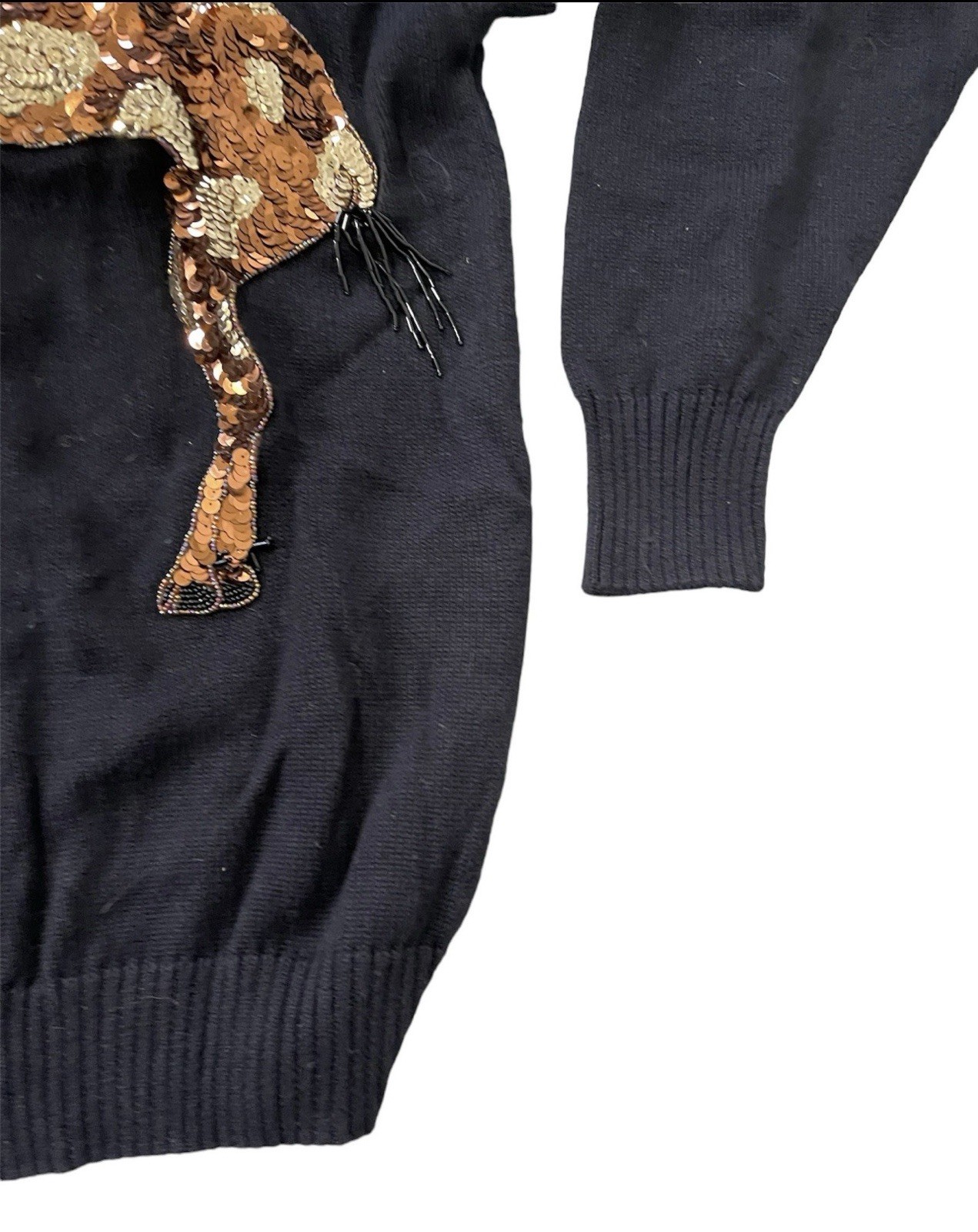 Vintage 1980s Sequined Giraffe Sweater Shoulder Pads