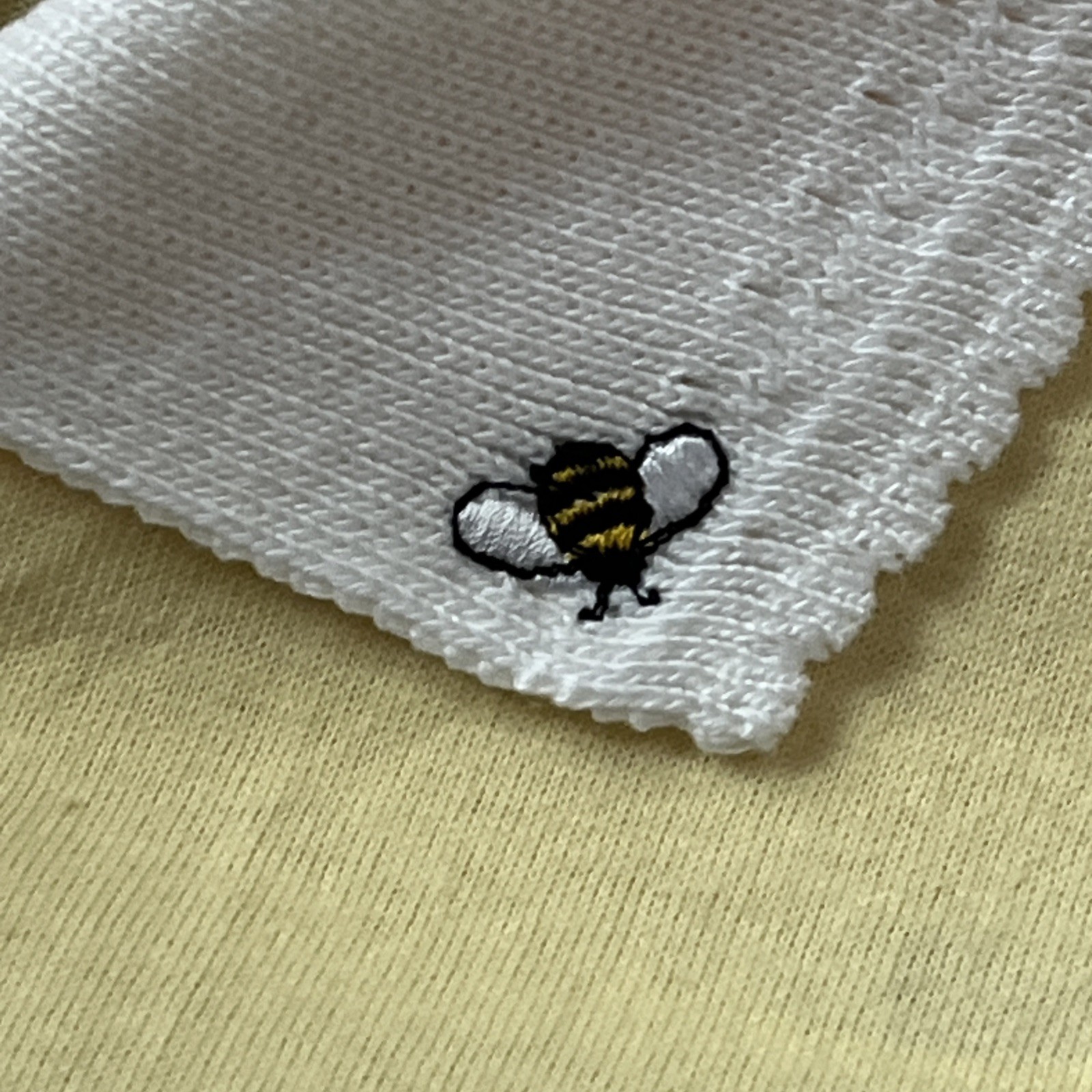 Vintage Cottagecore teacher Yellow Collared T-Shirt Embroidered Bees Made USA XL