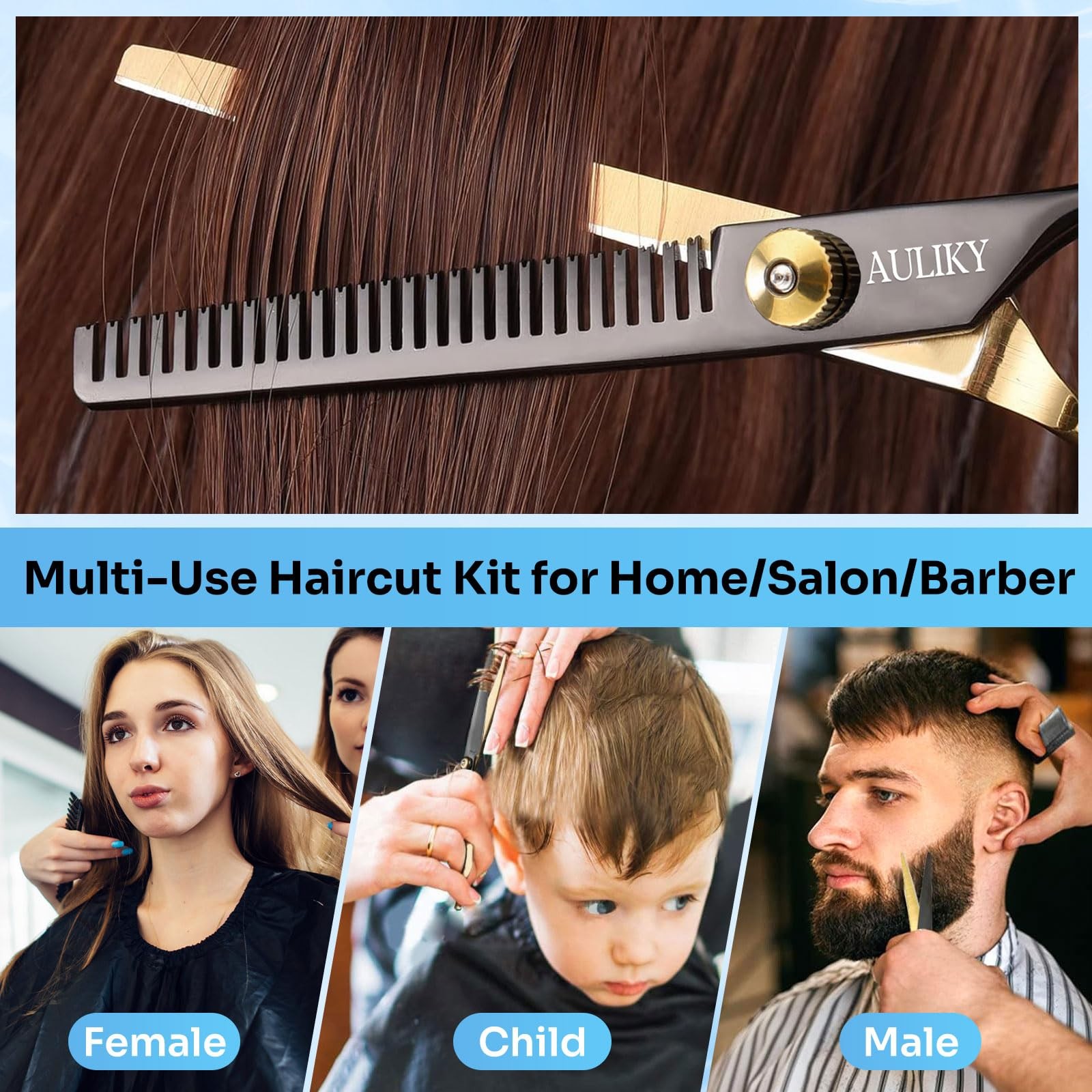 Hair Cutting Scissors Shears Kits 15 Pcs Professional Stainless Steel Hairdressi