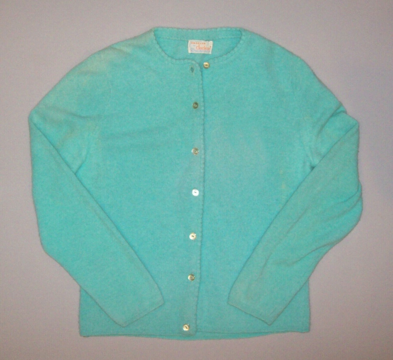 Nice Old Vtg 1960s Darlene Womans Angora Wool Sweater Size Small Turquoise Girls