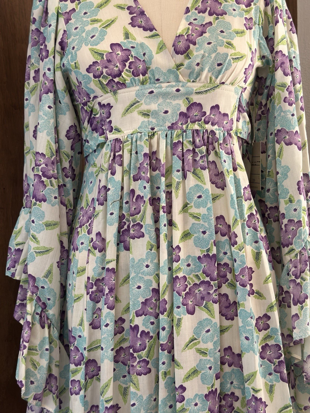 Vintage 70’s Floral Boho Maxi Butterfly Sleeve Maxi Dress XS/S Boho Hippie
