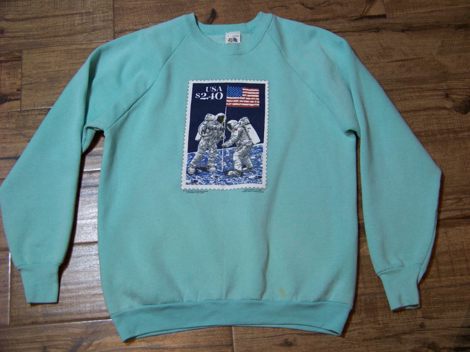 Vtg. U.S. Postal Service 1989 Sweatshirt – L – Priority Stamp « Man On The Moon »