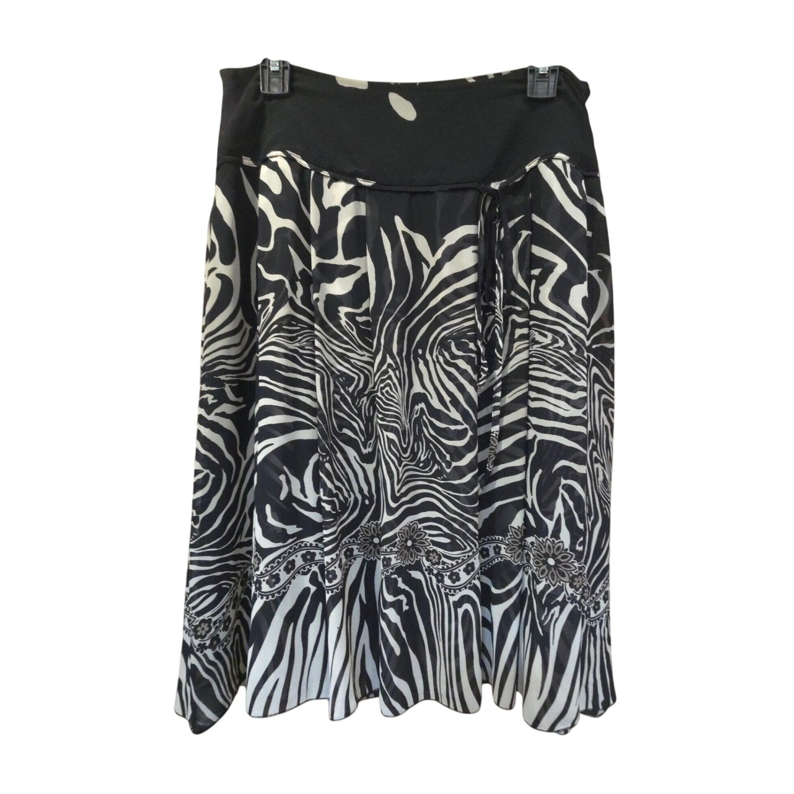 Gerard Pasquier Vintage Zebra Print Midi Skirt Black White Made in Italy Size S
