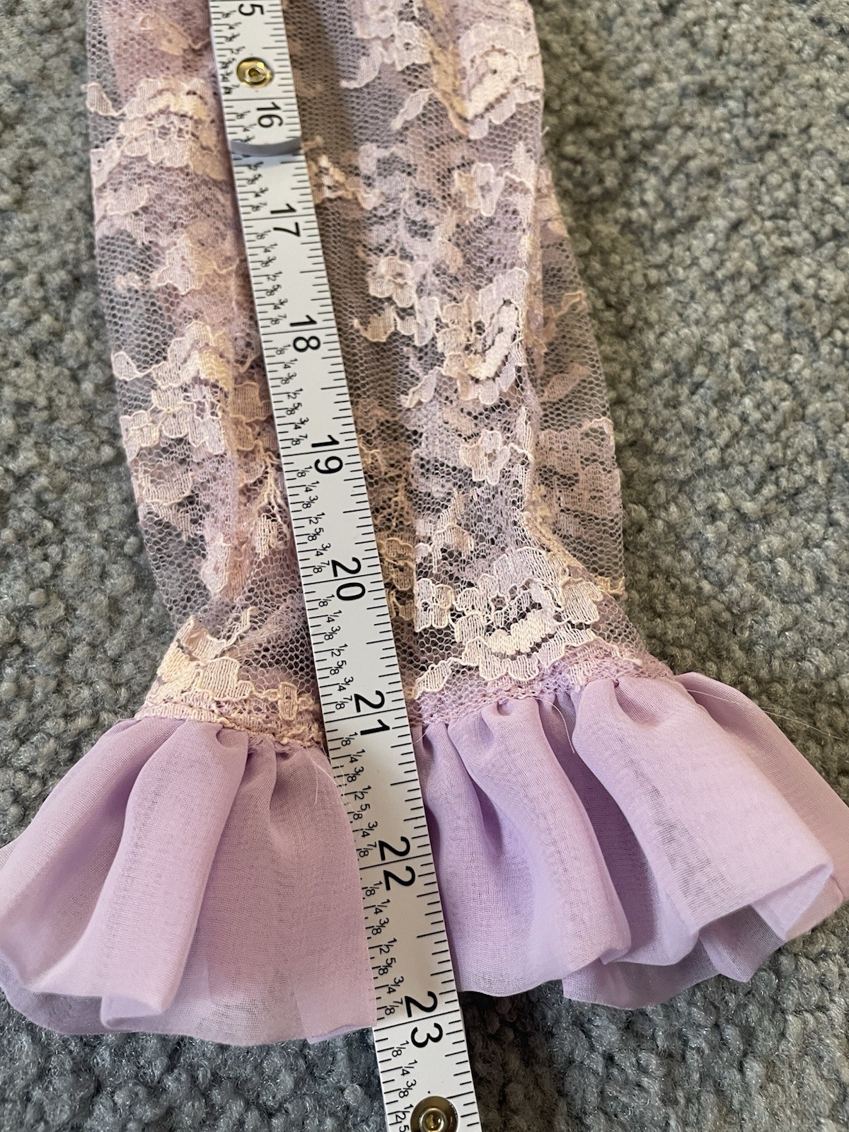 Vtg 70s Handmade Victorian Maxi Dress Sz L Lavender Floral Lace Overlay Prairie