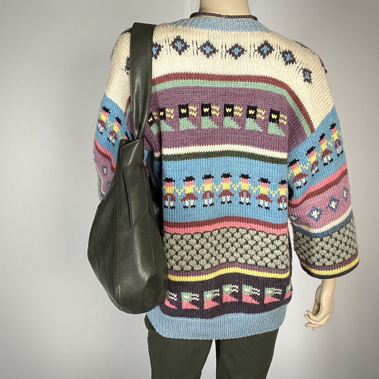 100% Alpaca Wool $250 Vintage Peruvian Cardigan Handmade by Yana, SZ L/XL, EUC