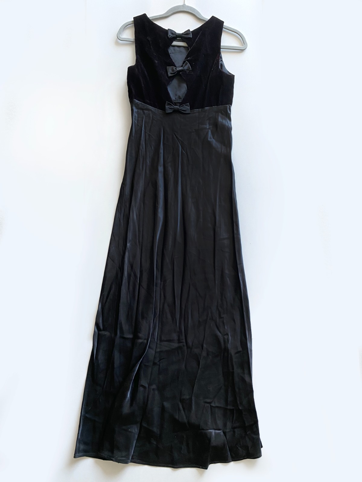Vintage 1990s Rampage Classy Black Maxi Dress Velvet / Satin Size 7