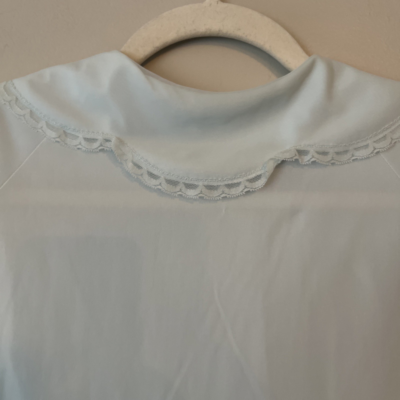 Vintage Shadowline Nightgown Robe Set Baby Blue Peter Pan Collar Medium Lace