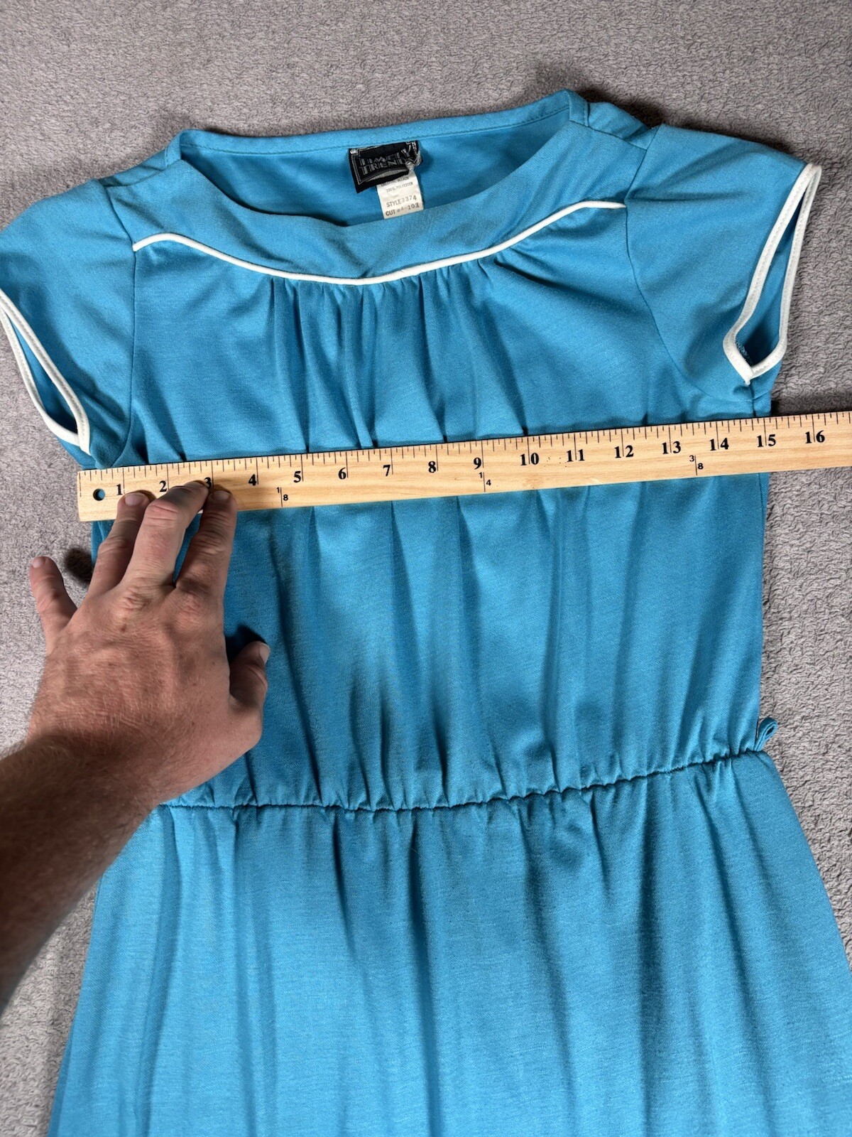 Vintage Timely Trends Dress Basic Short Sleeve Blue Mod/GoGo XS To S 60s Style