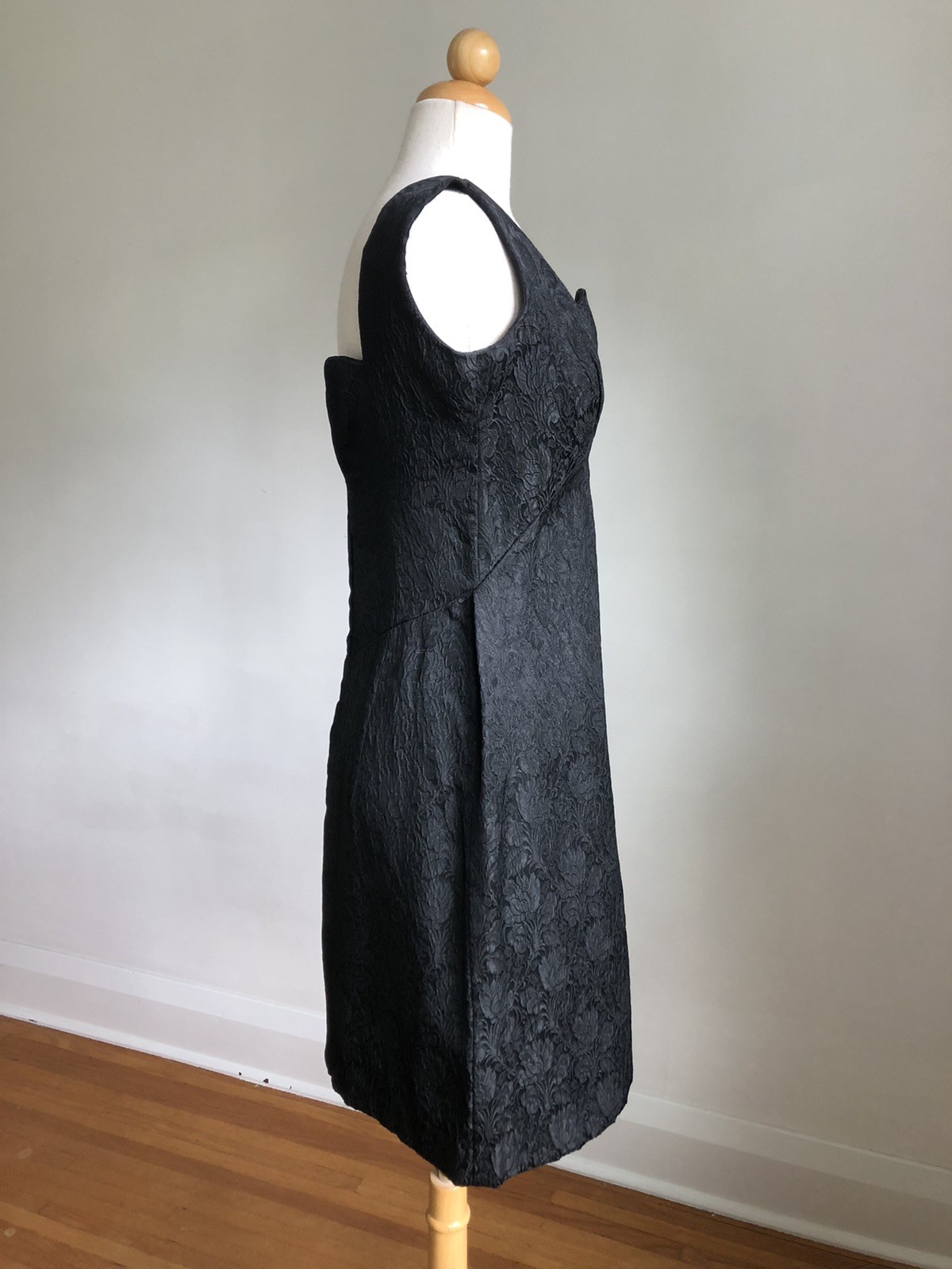 STUNNING VTG 60s VOGUE Couturier Design Black Brocade Sheath Handmade Dress XS/S