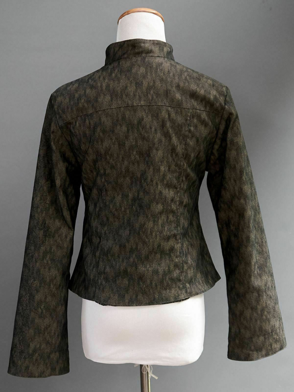 VTG Kenzo Jungle Fitted Racer Jacket Coat Graphic Tattoo Print Stripe Lining XS