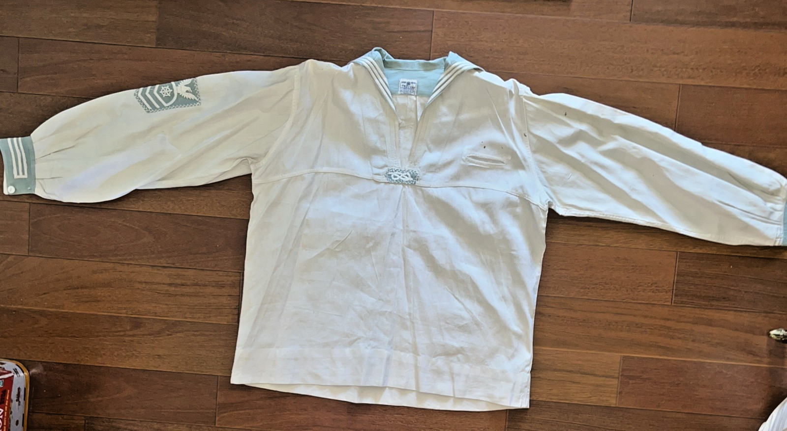 Vintage Nayvee Middiwear Cotton Blouse Sailor US Navy Straus Uniform Top Cotton