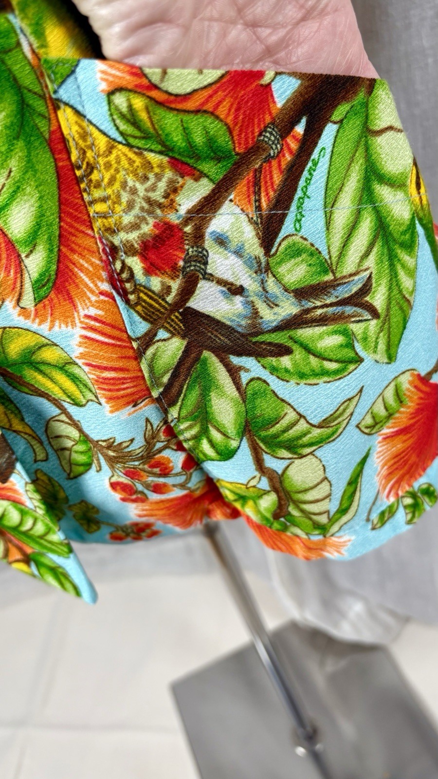 Vintage 60s Elsie Krassas Hawaiian Dress Shirt Barkcloth Tiki O Tea Timer M L