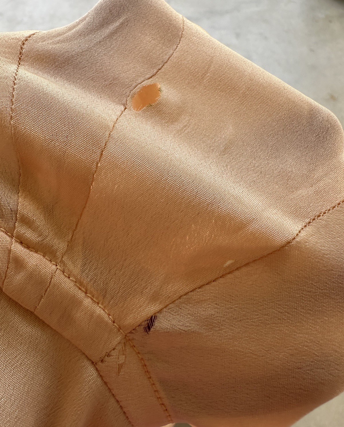 1930s 40s Peach Rayon Satin Robe Art Deco Wrap Boudoir Dressing Gown S Vintage