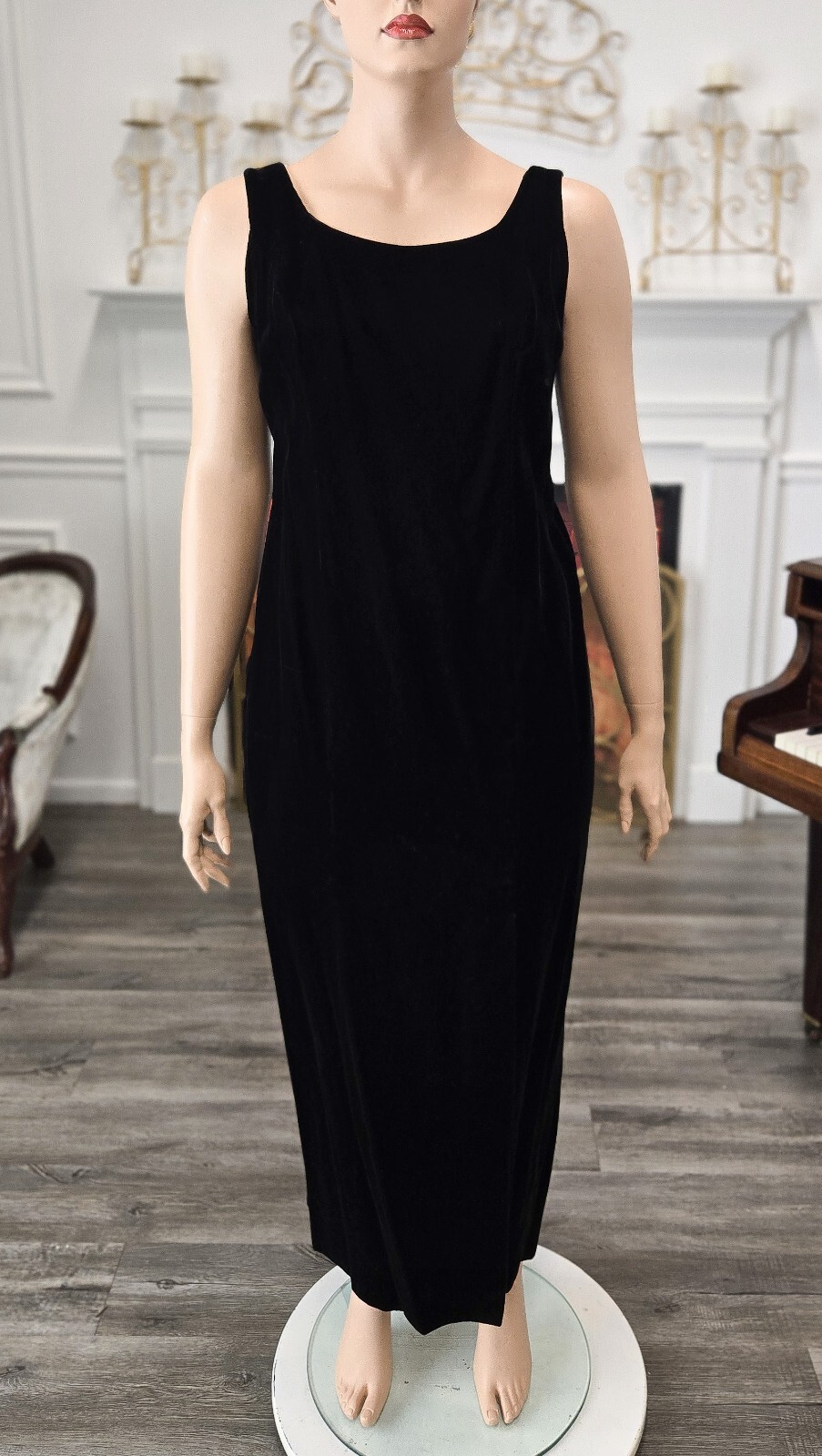 Alex Evenings Vintage 90s Black Velvet Party Formal Dress sz 16W