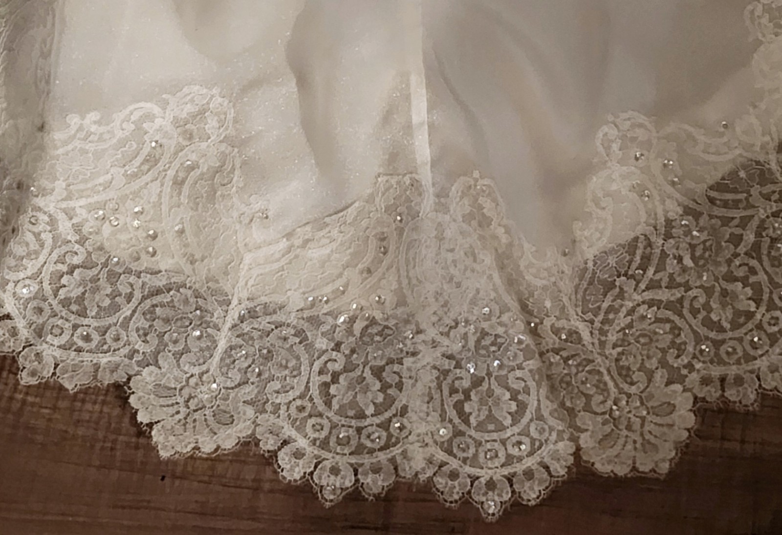 Vintage 70s Ivory Custom Hand Made Bridal Gown with Train