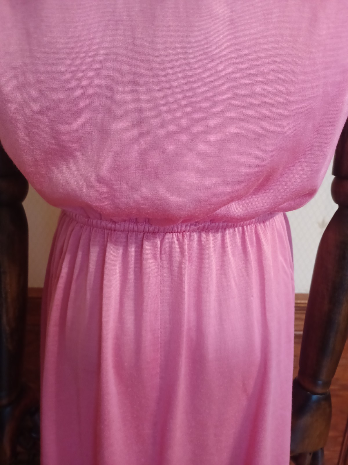 Vintage 1970s Vicky Vaughn Juniors Floaty Pink Disco Goddess Union-Made Dress