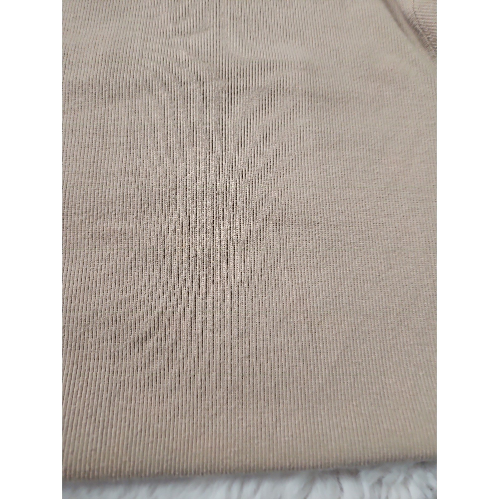Vintage 90s Basic Editions Ribbed Mock Neck Short Sleeve Top L Tan