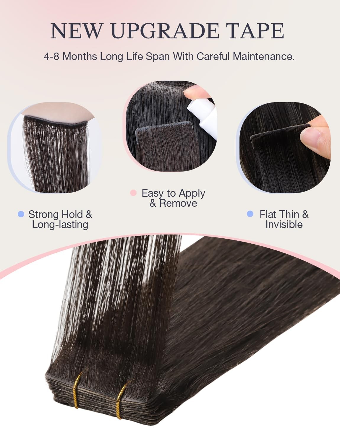 DOORES Invisi Edge Tape in Hair Extensions Light Dark Brown 10 Injection Tapeins