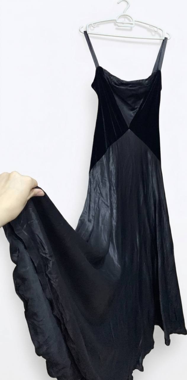 vintage 90s night way collection black velvet maxi dress size 6