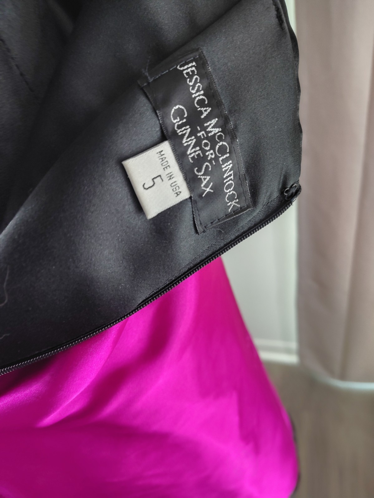 Vintage &rsquo;80S Jessica McClintock Gunne sax Strapless Hot Pink Large Bow Size 5