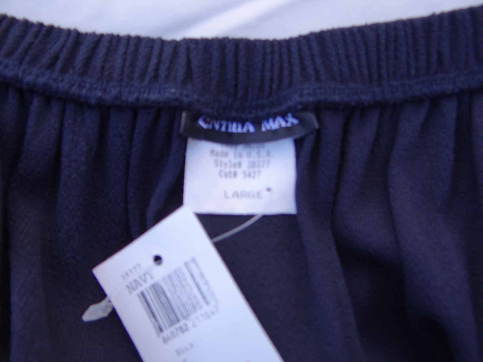 Cynthia Max Navy Long Pencil Side Slits Draw String Elastic Large Rayon Skirt