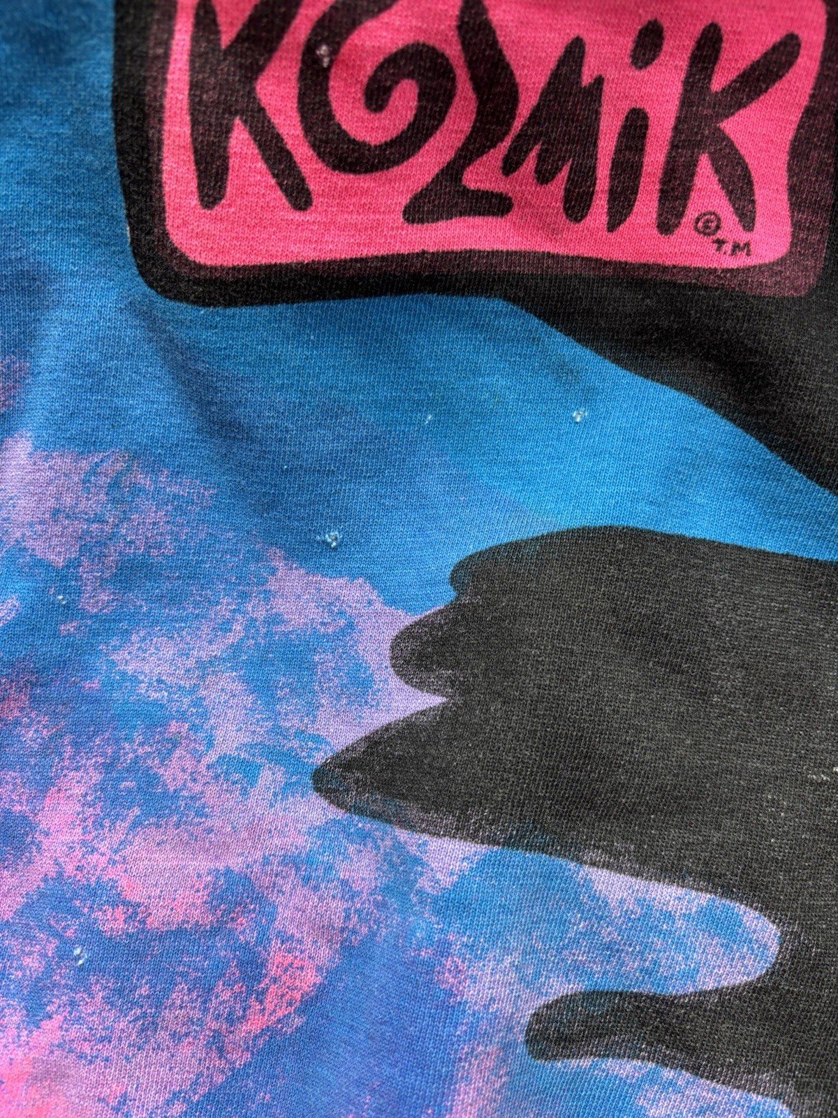 1989 Vintage Hand painted Neon Kozmik Crewneck Sweater Size XL.