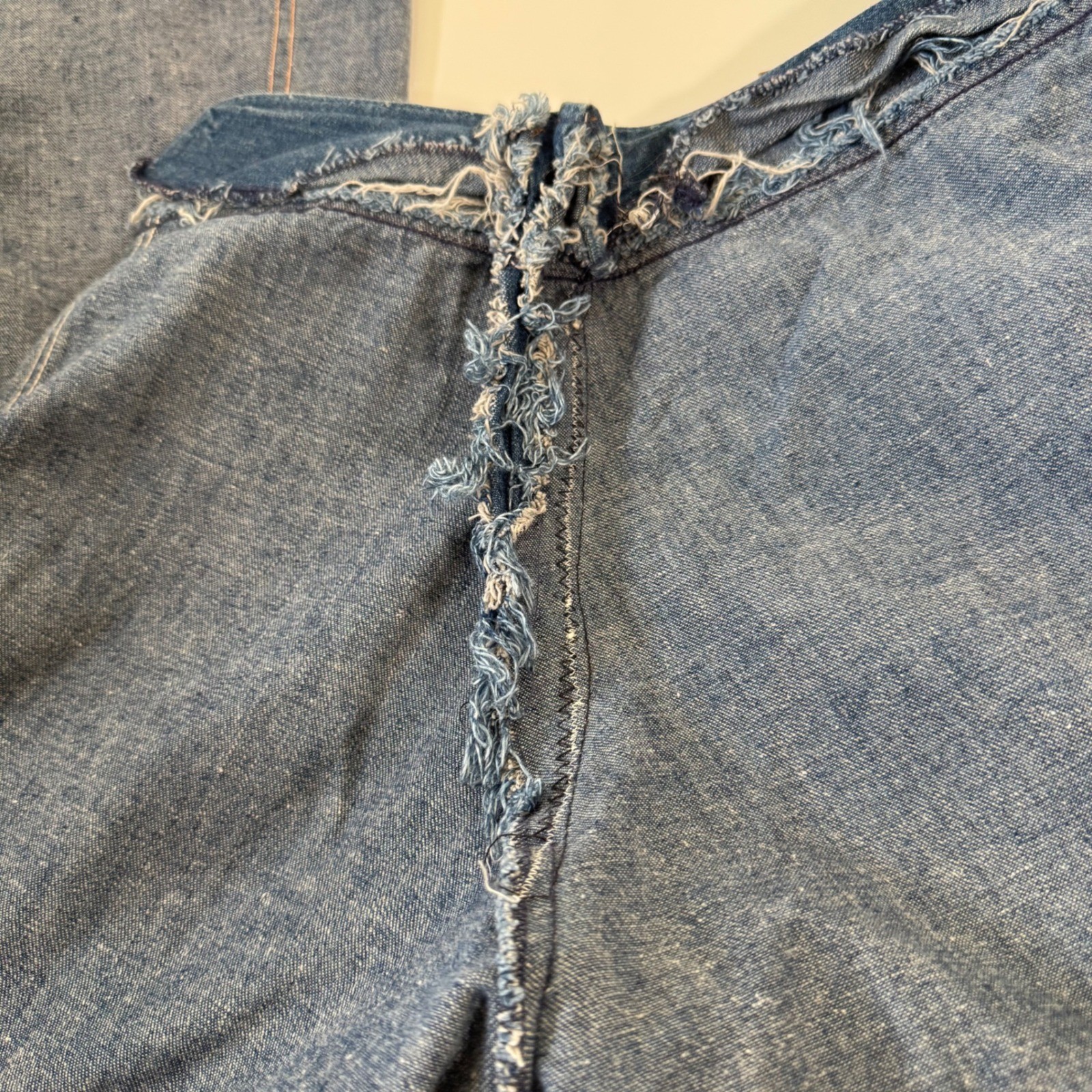 Vintage Altered 70&rsquo;s High Waist Jeans Double Zipper Flare Blue Denim Size 23