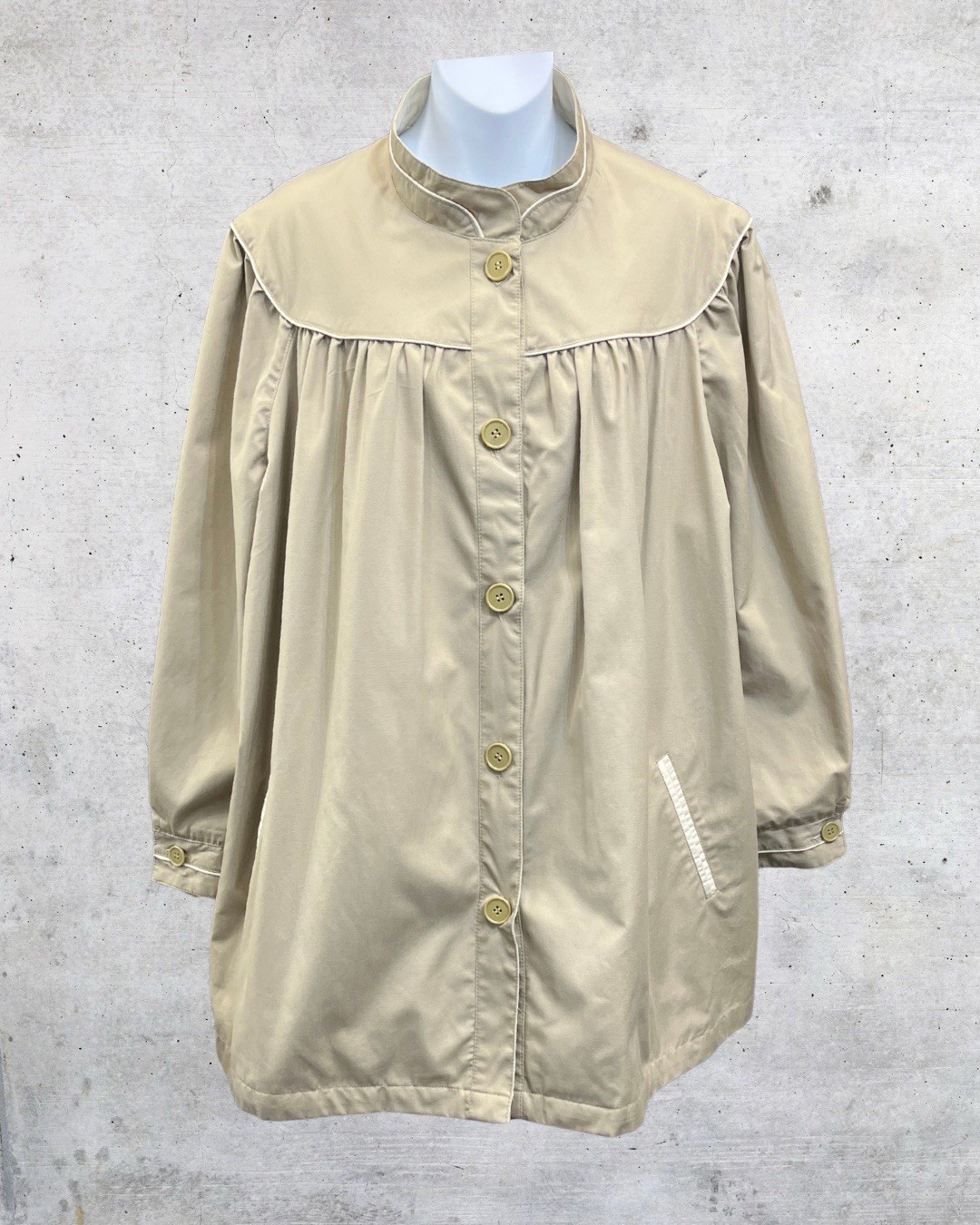 Vintage Misty Harbor Oversized Utility Coat Medium Neutral 80s 90s Lightweight