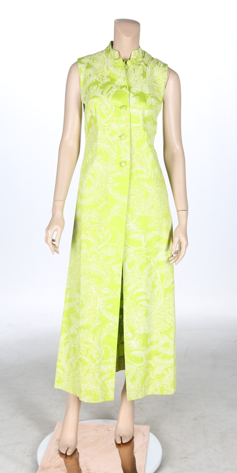 Beachcomber Jamaica Vintage 70s Lime Green Print Coverup Dress sz 8