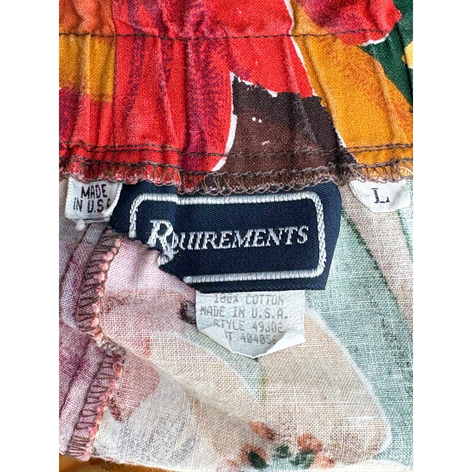 Requirements Vintage Shorts Multicolor Tropical Floral 100% Cotton Large