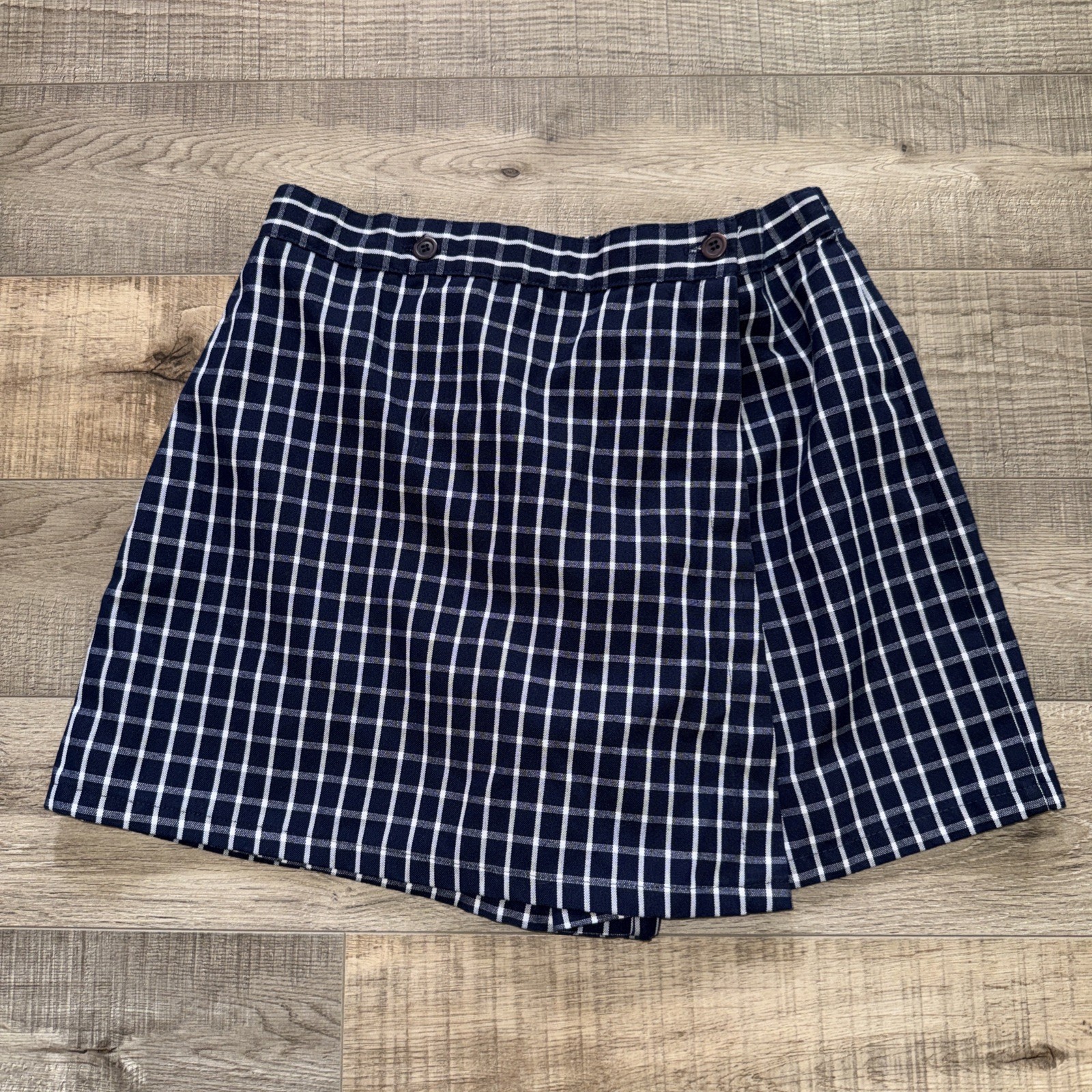 Royal Park School Apparel USA Navy and White Plaid A-Line Preppy Skort Size 8
