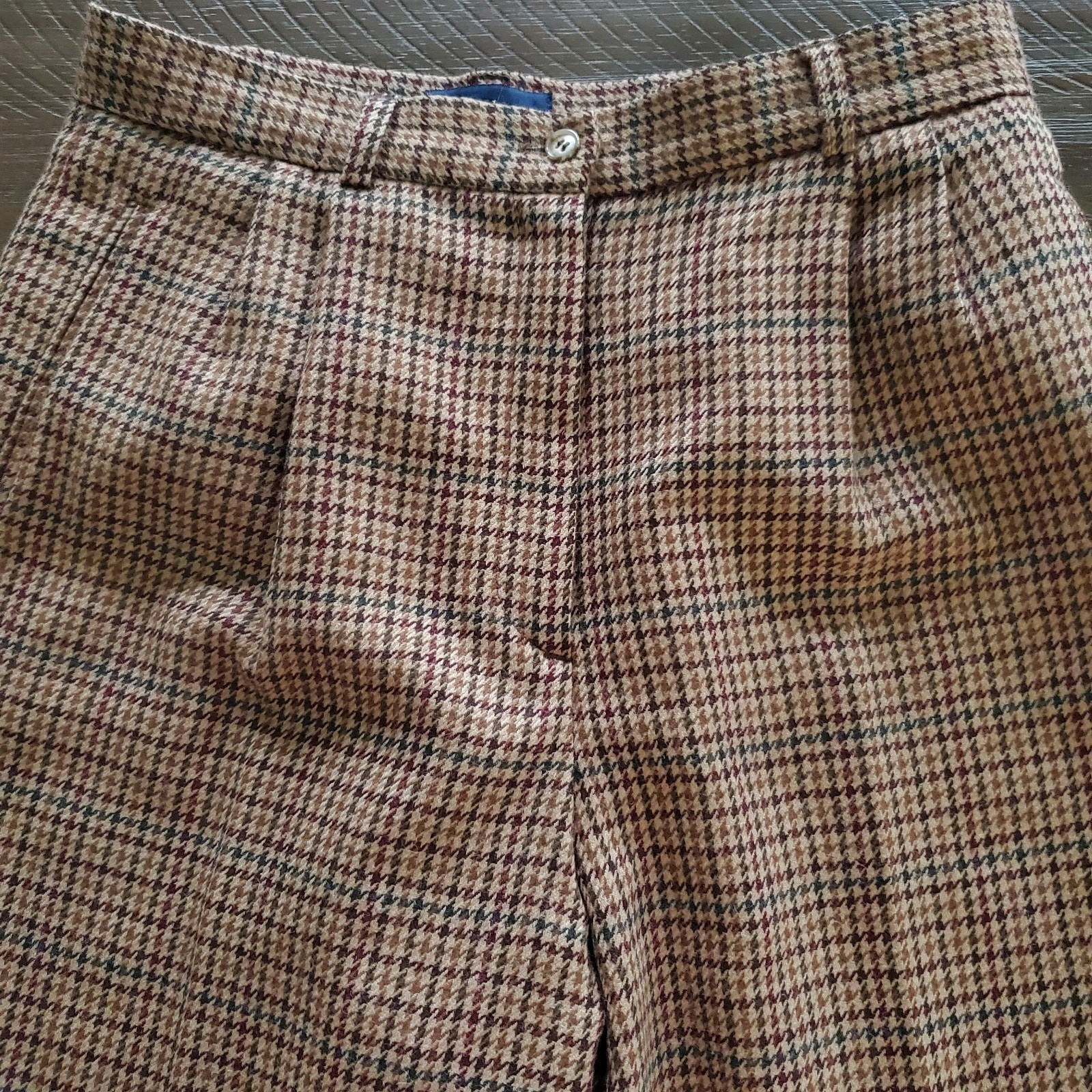 VINTAGE Breeches Brown Houndstooth Equestrian Alpaca Wool Pants Made In USA Size