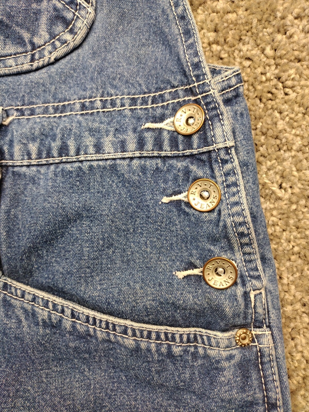 VTG RVT Denim Straight Leg Light Wash Jean Carpenter Bib Overalls Women&rsquo;s M Y2K